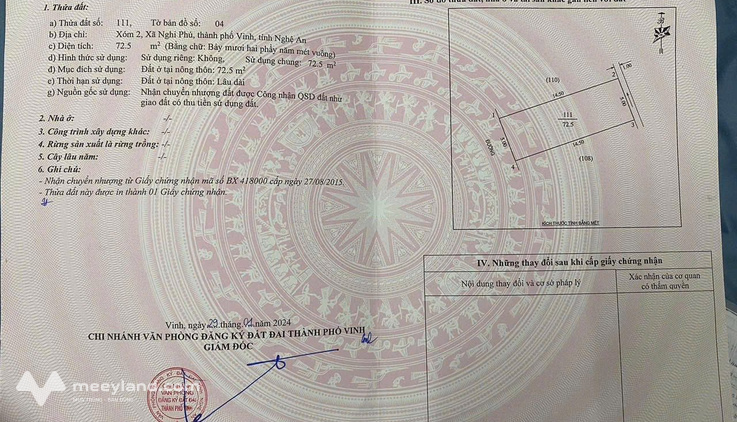 Chính chủ gửi bán lô đất đẹp Nghi Phú – Thành phố Vinh