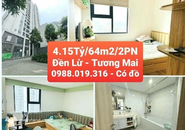 4.15 tỷ, diện tích 64m2, 2 ngủ - Chung cư Đền Lừ - Full nội thất - Lô góc siêu thoáng