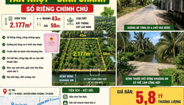 Bán đất vườn Tân Nhựt – Bình Chánh - Sổ riêng chính chủ
