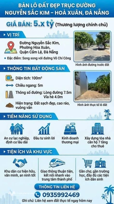 Chỉ với 5 tỷ sở hữu lô đất siêu đẹp trục đường 7.5m lề 4m - Nguyễn Sắc Kim – Hoà Xuân, Đà Nẵng