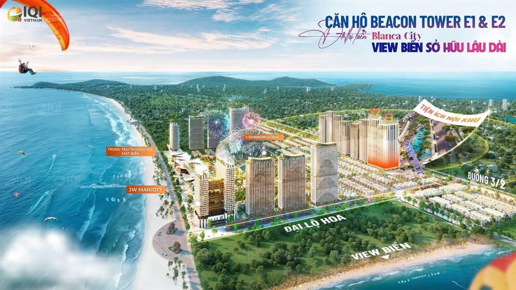Bán căn hộ biển sở hữu lâu dài beacon tower blanca city vũng tàu 51m2, giá 3,9 tỷ, view sun world