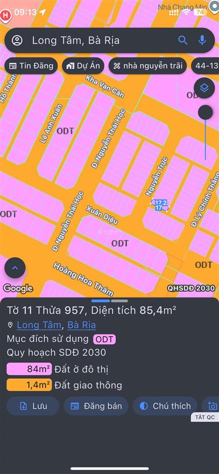 Bán lô góc thoát hiểm 3mt phường long tâm bà rịa giá 2.240 tỷ 0933 366 ***