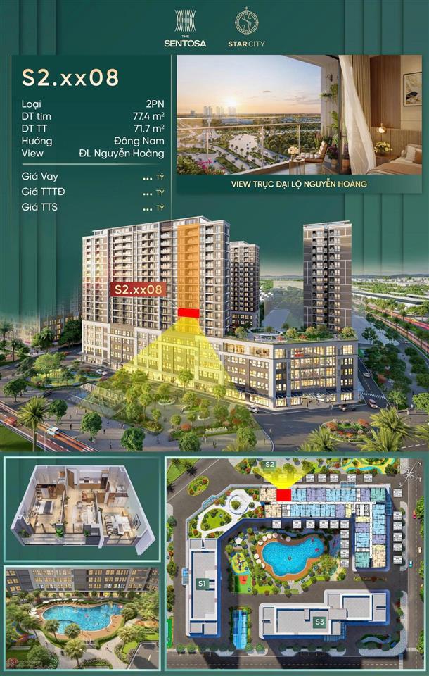 2pn s20708 đông nam mát lành | view đại lộ nguyễn hoàng | chỉ 2,8x tỷ. 0817 501 ***