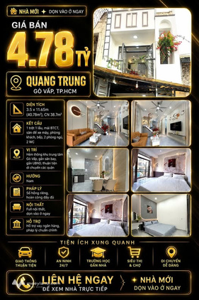 Bán nhà Quang Trung, Gò Vấp, thành phố Hồ Chí Minh, giá 4.78 tỷ