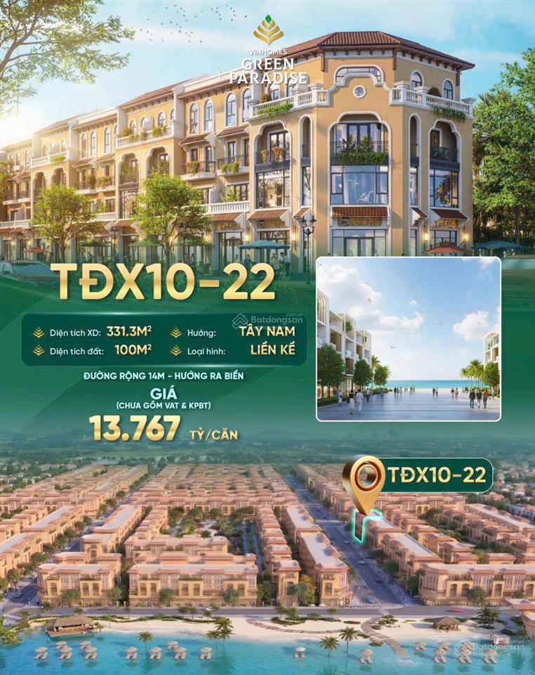Siêu phẩm liền kề biển tđx1022 dự án vinhomes green paradise