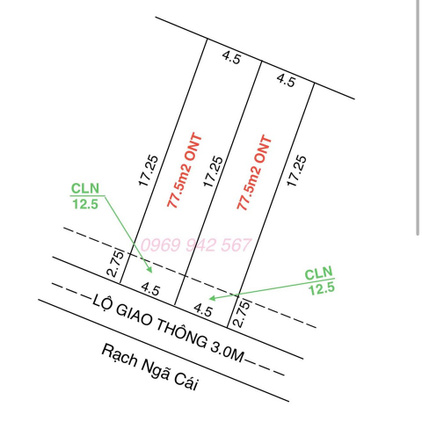 Bán cặp nền tại Rạch Ngã Cái, Phong Điền, Cần Thơ, 90m2, hướng Đông Nam