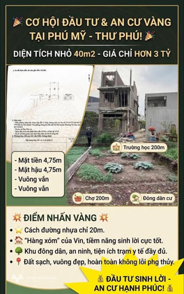 Chính chủ gửi bán 40m² đất tại Phú Mỹ, Thư Phú, Thường Tín
