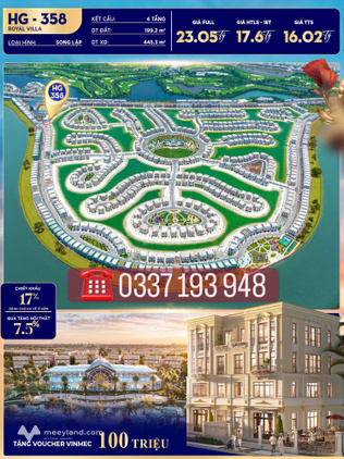 Bán biệt thự song lập Hoàng Gia HG-358 Vinhomes Vũ Yên Hải Phòng