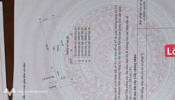 Bán 106m2 đất thổ cư tại thôn Thắng Đầu, xã Phú Cát, Hà Nội