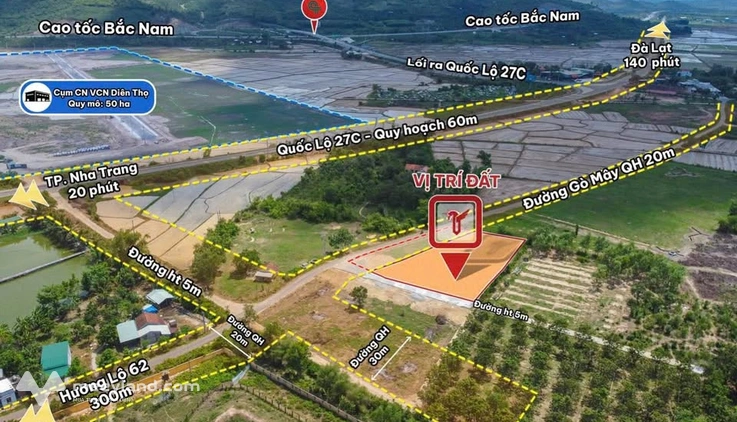 Bán lô đất thổ cư cực nét tại Diên Khánh, 90.6m², ngang 5.47m, full thổ cư