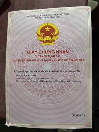 Bán đất thị xã Long Mỹ tỉnh Hậu Giang giá cả thương lượng