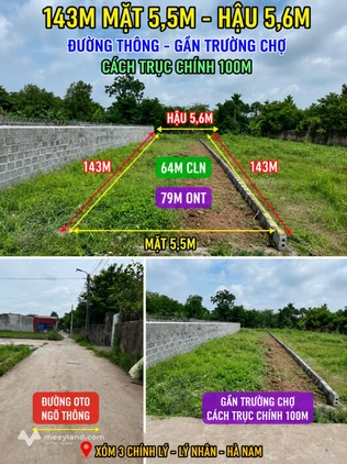 Đất Chính Lý, Lý Nhân - Nở hậu tài lộc, đường rộng, giá 1 tỷ