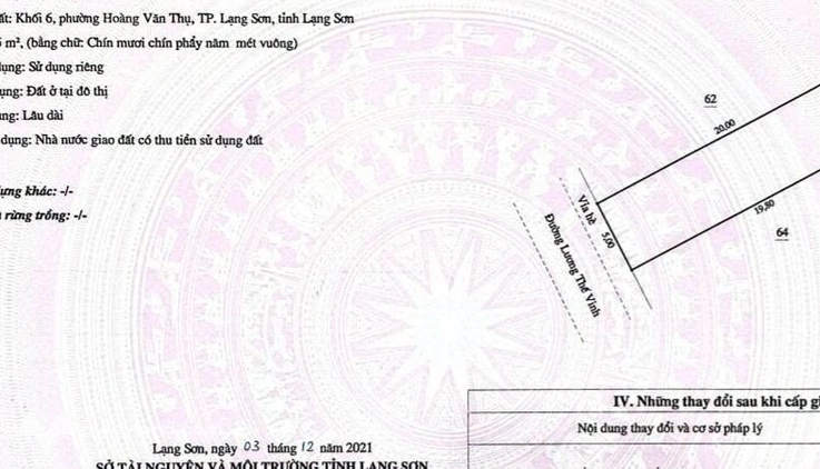 Bán nhanh ô đất Phú Lộc, mặt đường Lương Thế Vinh, giá 52 triệu/m2