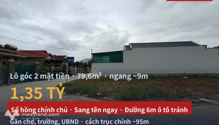 Đất lô góc 2 mặt tiền, xã Diên Điền (Diên Khánh) hiếm, chỉ 1,35 tỷ