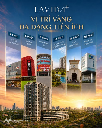 Căn hộ 2 ngủ diện tích 74m2 nhà full nội thất tại dự án Lavida Plus