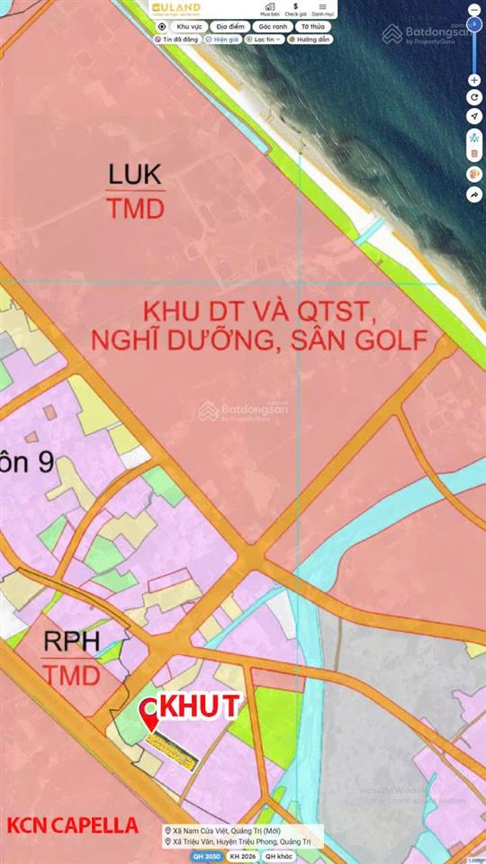 Đất nền ven biển, cách biển 700m, sát trục dọc khu kt đông nam, đối diện khu cn cách 200m