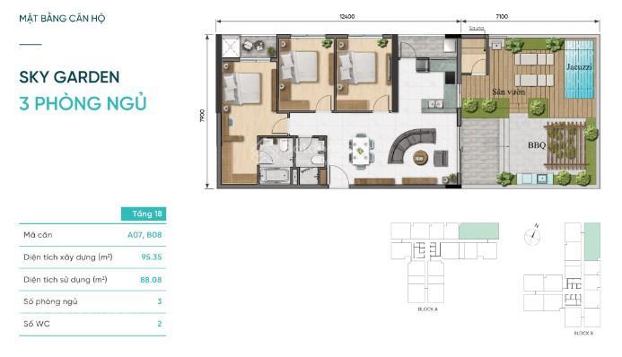 Bán căn sky garden đẹp dự án nhà mới bàn giao dọn vô ở liền tặng 4 máy lạnh daikin
