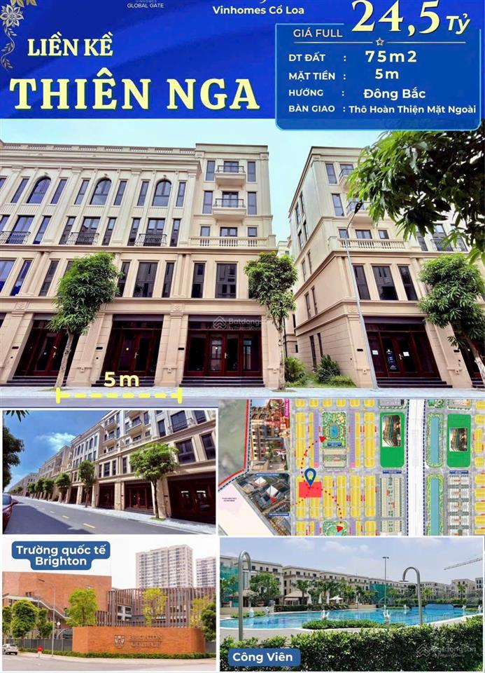Chuyển nhượng căn liền kề 75m2 vinhomes cổ loa thiên nga