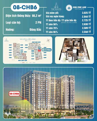 Căn 2 ngủ, 2 vệ sinh, view đường Bùi Viện – The Zenith - Hải Phòng