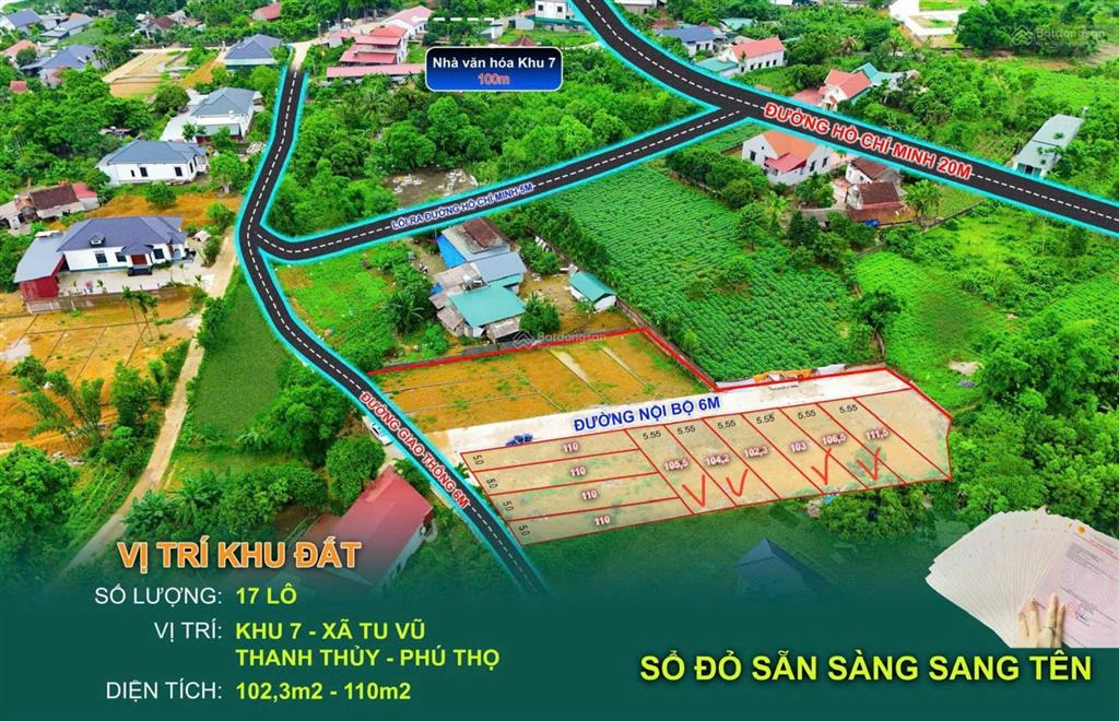 330 triệu, bán đất ở đường tỉnh lộ 317, xã tu vũ, thanh thủy, phú thọ, 105m² giá siêu hời