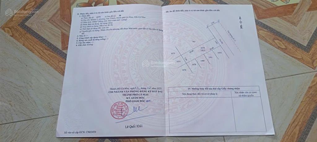 Lô đất đẹp giá tốt chính chủ bán lô đất khóm 2, phường tân thành, tp cà mau