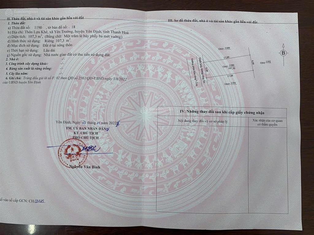 Xã yên trường thanh hoá bán nhanh đất nền giá đẹp