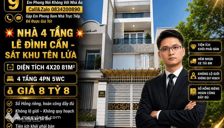 Bán nhà 4 tầng – Lê Đình Cẩn, sát khu Tên Lửa