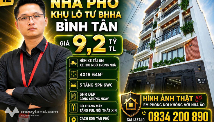 Nhà phố khu lô Tư BHHA, Bình Tân