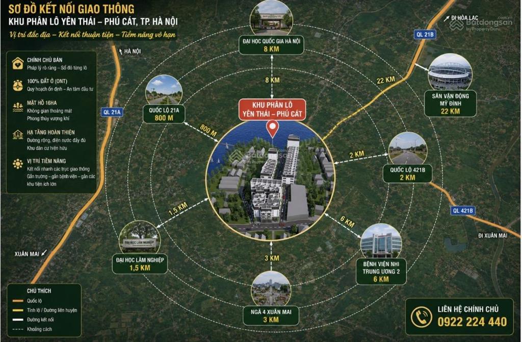 Chỉ còn số lượng giới hạn đất nền ven hồ 16ha tại phú cát, hòa lạc