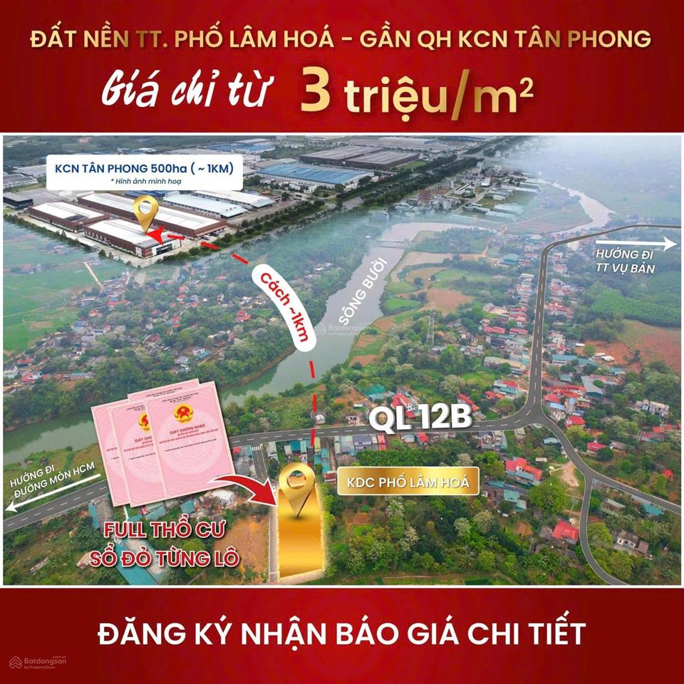 370 triệu/lô đất full thổ cư, sẵn sổ đỏ, công chứng sang tên tại phố lâm hóa lạc sơn hòa bình