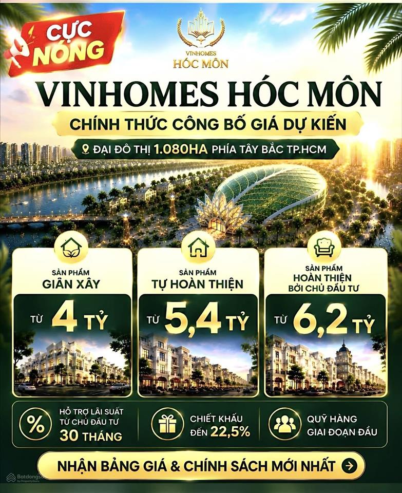 Giỏ hàng giá tốt nhất tháng5 vinhomes hóc môn nhà phố 4tầng hỗ trợ lãi suất 0%ở giai đoạn 1