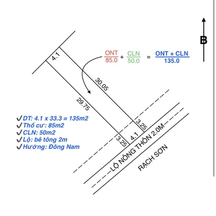 Đất thổ cư 135m2 tại Rạch Sơn, Phong Điền, Cần Thơ, vị trí đẹp gần khu du lịch