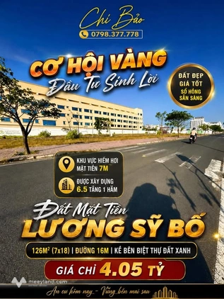Sở hữu ngay đất mặt tiền Lương Sỹ Bổ, 126m2, cách biển chỉ 300m