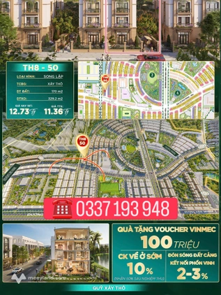 Bán căn biệt thự song lập 170m2 TH8-50 khu Thiên Hà Vinhomes Dương Kinh Hải Phòng