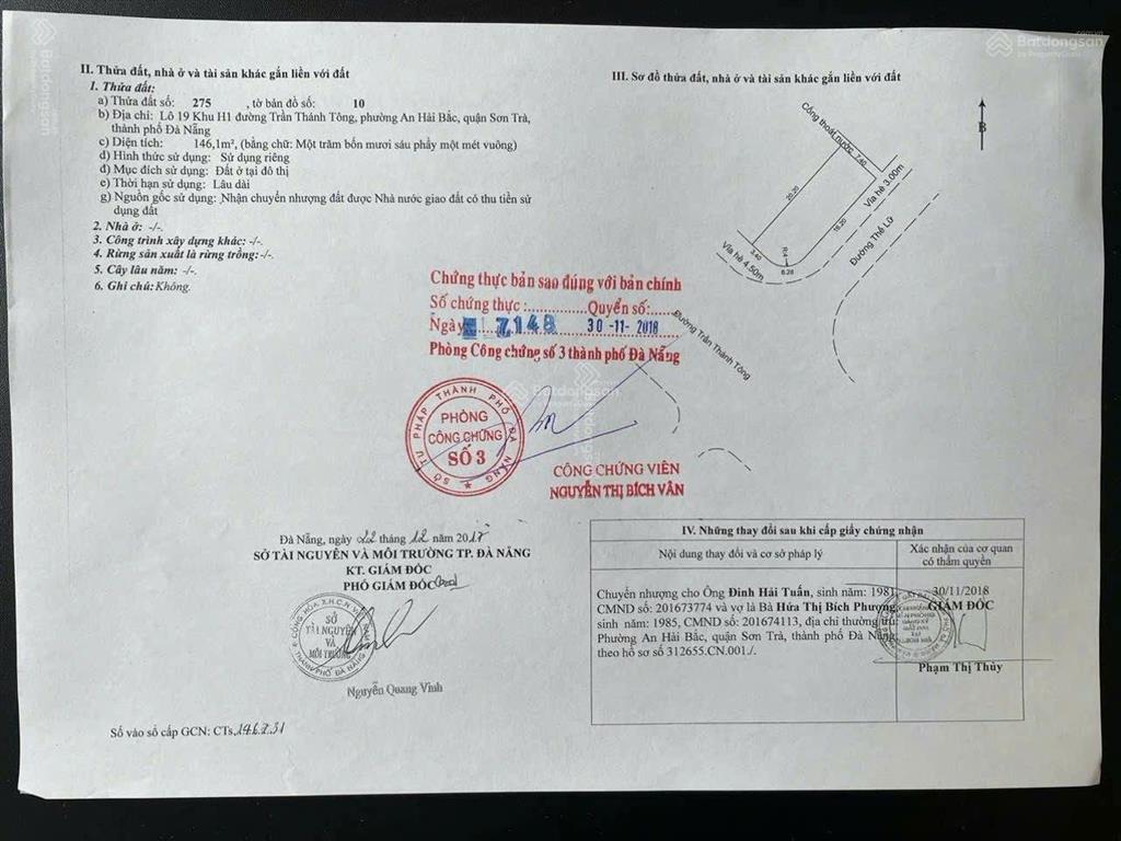 Chủ thanh khoản góc 2 mặt tiền đường 27m trần thánh tông và thế lữ, sơn trà