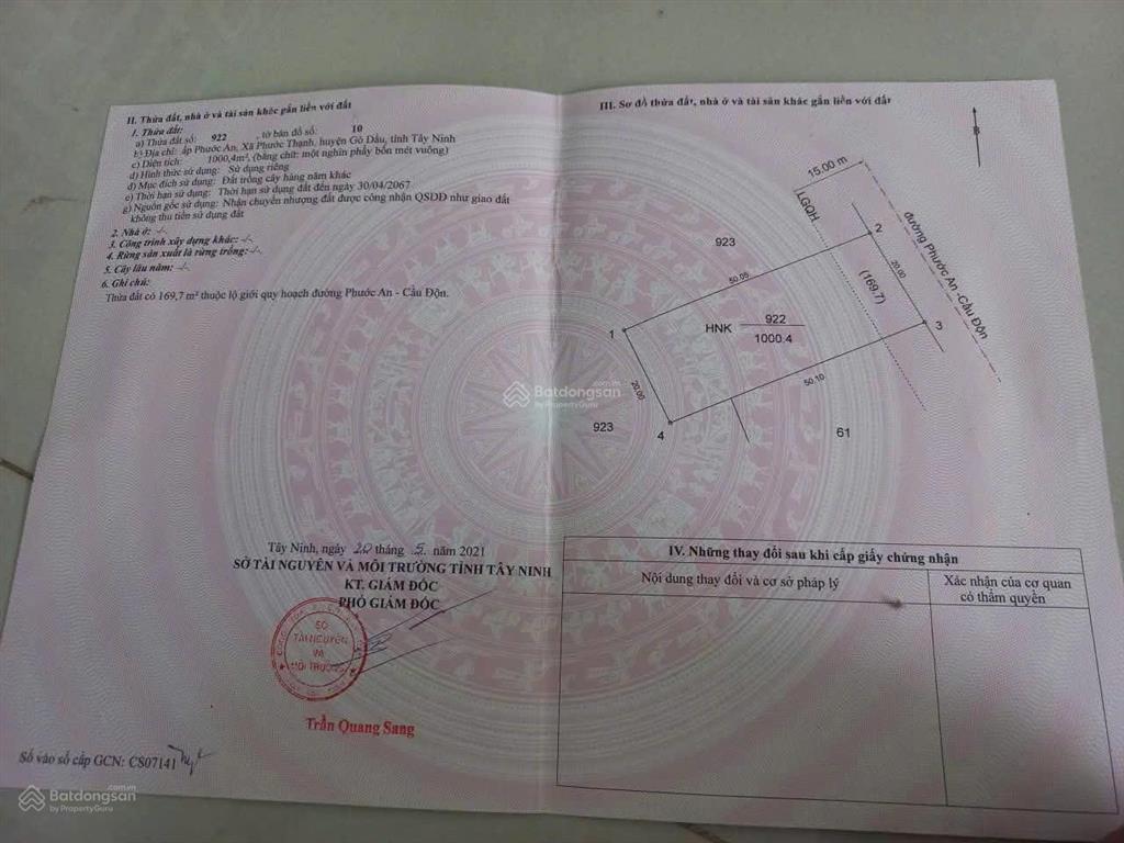 Đầu tư là sinh lời chính chủ cần bán nhanh lô đất ấp phước an, xã phước thạnh, tỉnh tây ninh