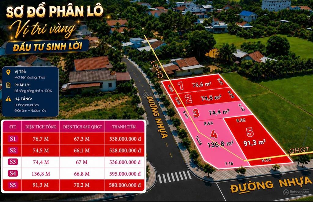 Đất thổ cư diên thọ đường nhựa giá chỉ 538 triệu, sổ hồng riêng