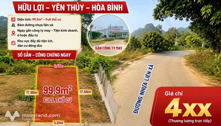 Lô đất Hữu Lợi, Yên Thủy, giá rẻ như cho, cơ hội làm giàu không khó