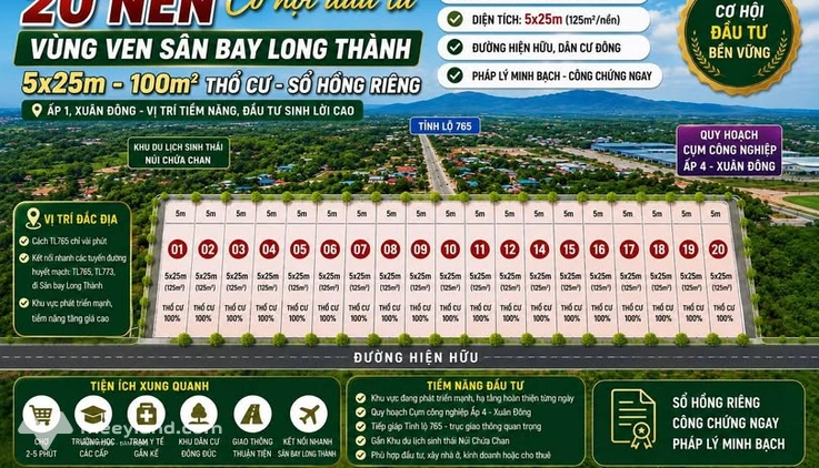 Bùng nổ sổ hồng riêng ven sân bay Long Thành, 20 mảnh đất vàng giá hời
