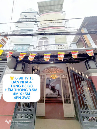 Nhà 4 tầng Phường 3 Quận 8, hẻm thông thoáng, diện tích 60m2, giá tốt