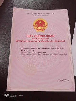 Bán đất thổ cư 59.5m2 mặt tiền 4.2m Phường Phan Đình Phùng, Thành phố Thái Nguyên