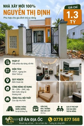 Chốt ngay nhà đẹp Nguyễn Thị Định, Bến Tre, giá giảm sâu chỉ 1,3 tỷ
