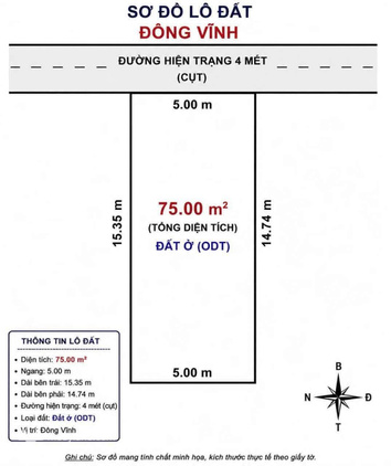 Đất đẹp Đông Vĩnh, diện tích 75m2, giá chỉ 2 tỷ