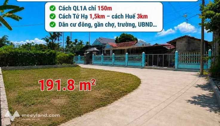 Đất nền Hương Trà 191.8m2, vị trí đắc địa gần Quốc lộ 1A
