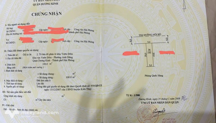 Đất nền Vườn Đốm, Anh Dũng, Dương Kinh, 100m2, đường 12m, giá 3,5 tỷ