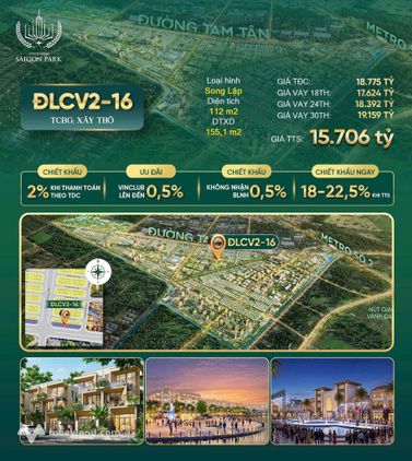 Bán căn song lập Đại lộ Công viên, 112m2, dự án Vinhomes Sài Gòn Park, giá tốt cho anh chị đầu tư