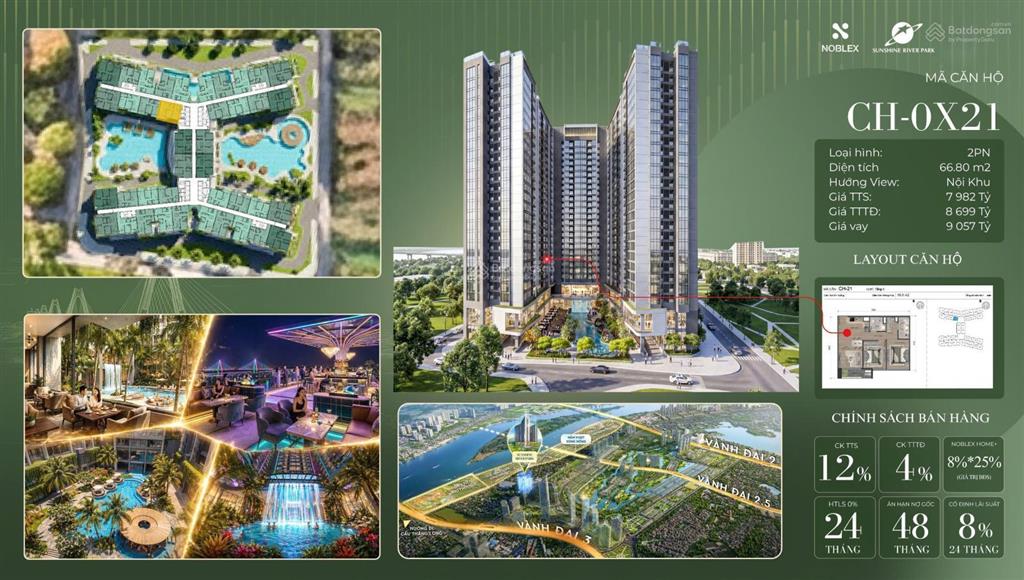 Chung cư sunshine river park tây hồ tuyệt phẩm 2pn giá chỉ 7,9 tỷ, view nội khu 0961 799 ***