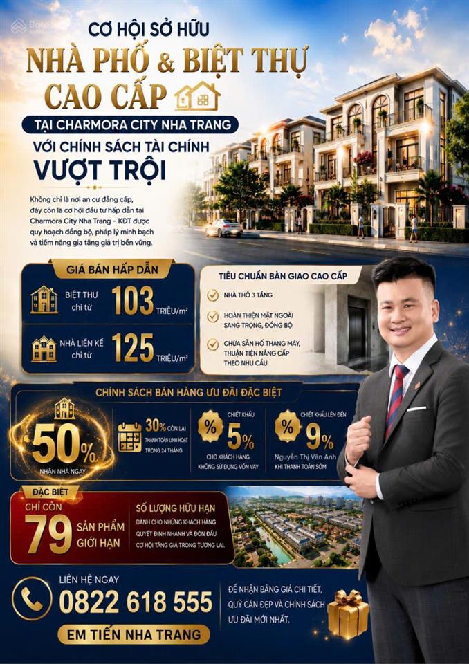 Cơ hội sở hữu biệt thự cao cấp tại charmora city nha trang với chính sách thanh toán 50% nhận nhà