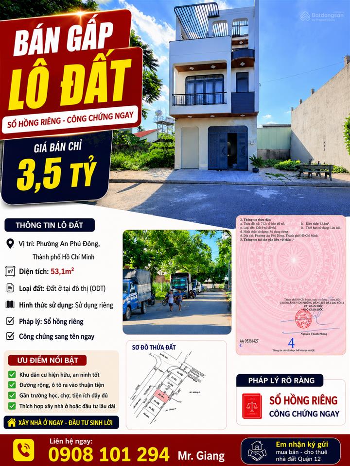 Bán đất nền dự án tại an phú đông, giá 3,4 tỷ