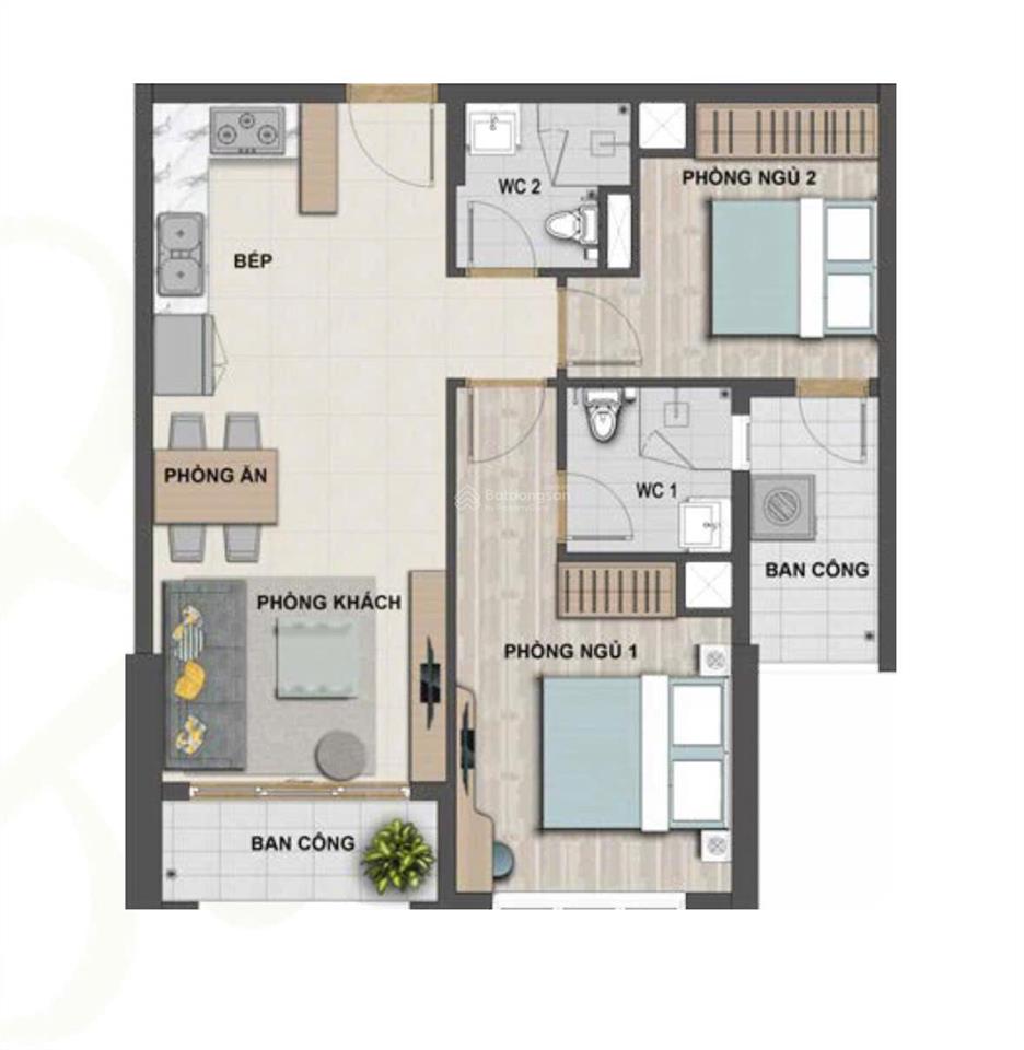 Căn hộ 2pn2wc 67m² hướng đông nam giá chỉ 6 tỷ tại thạnh mỹ lợi